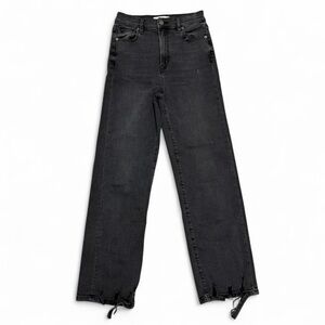 HIDDEN High-Rise Straight Leg Distressed Black Denim Jeans - 26
